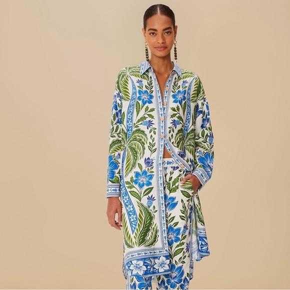 FARM Rio Off-White Tropicance Lenzing Ecovero Euroflax Chemise Top Size XS NWT - Picture 13 of 15